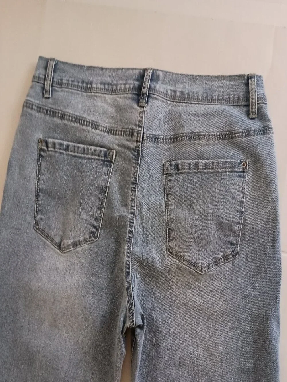 Curve Appeal High Rise Straight Ankle Jeans Light Wash Embroidered Women’s 14 VG - Picture 11 of 16